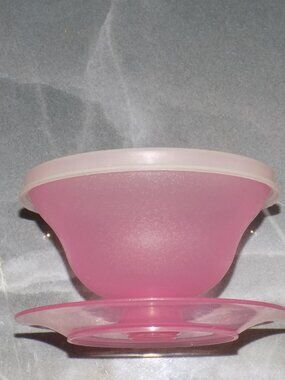 Pink Pastel Rainbow Tupperware Dessert Pudding Jello Cup W/Lid #754-4, 733-12